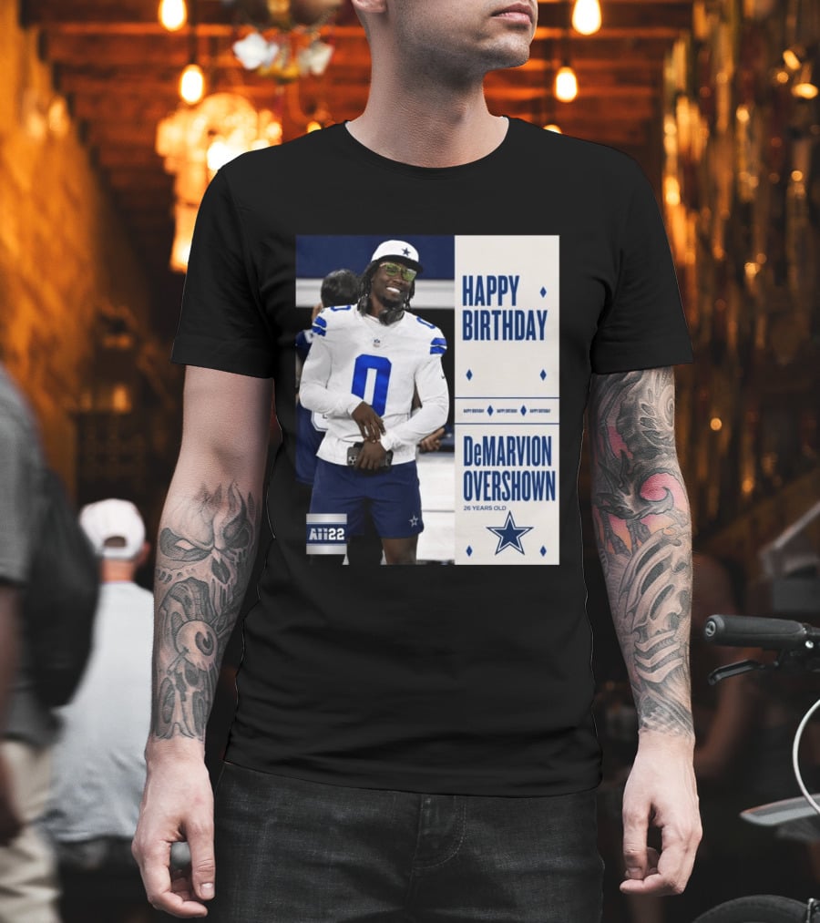 Happy Birthday DeMarvion Overshown 26 Years Old Dallas Cowboys Linebacker Celebration T-Shirt