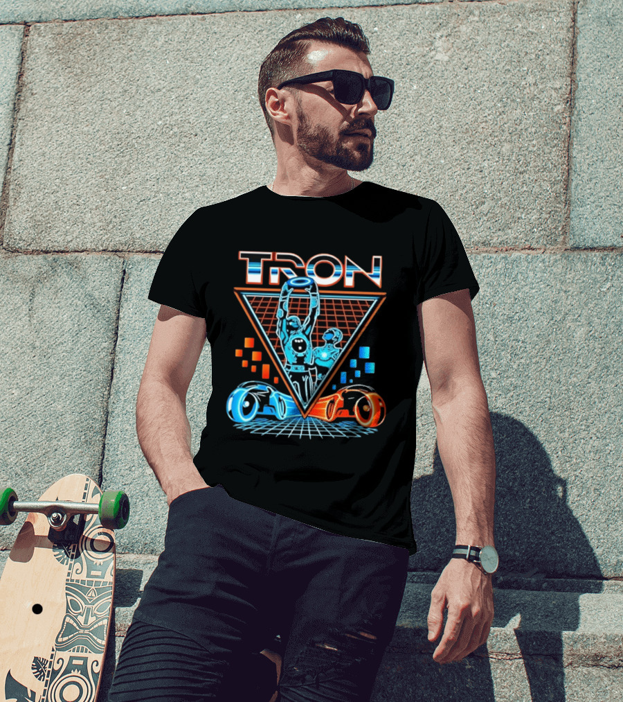 Tron Light Cycle Grid Sci Fi 80s Movie Characters And Iconic Vehicles T-Shirt