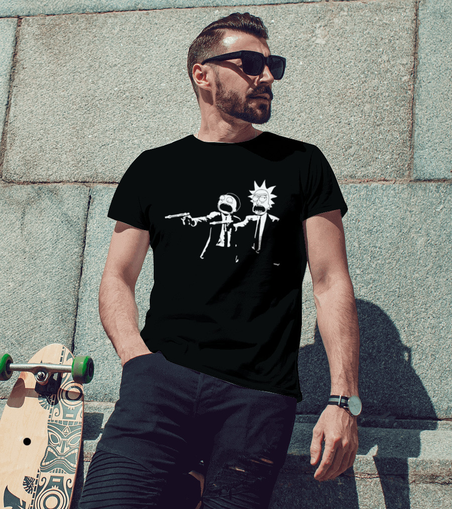 Rick And Morty Pulp Fiction Crossover Adult Swim T-Shirt