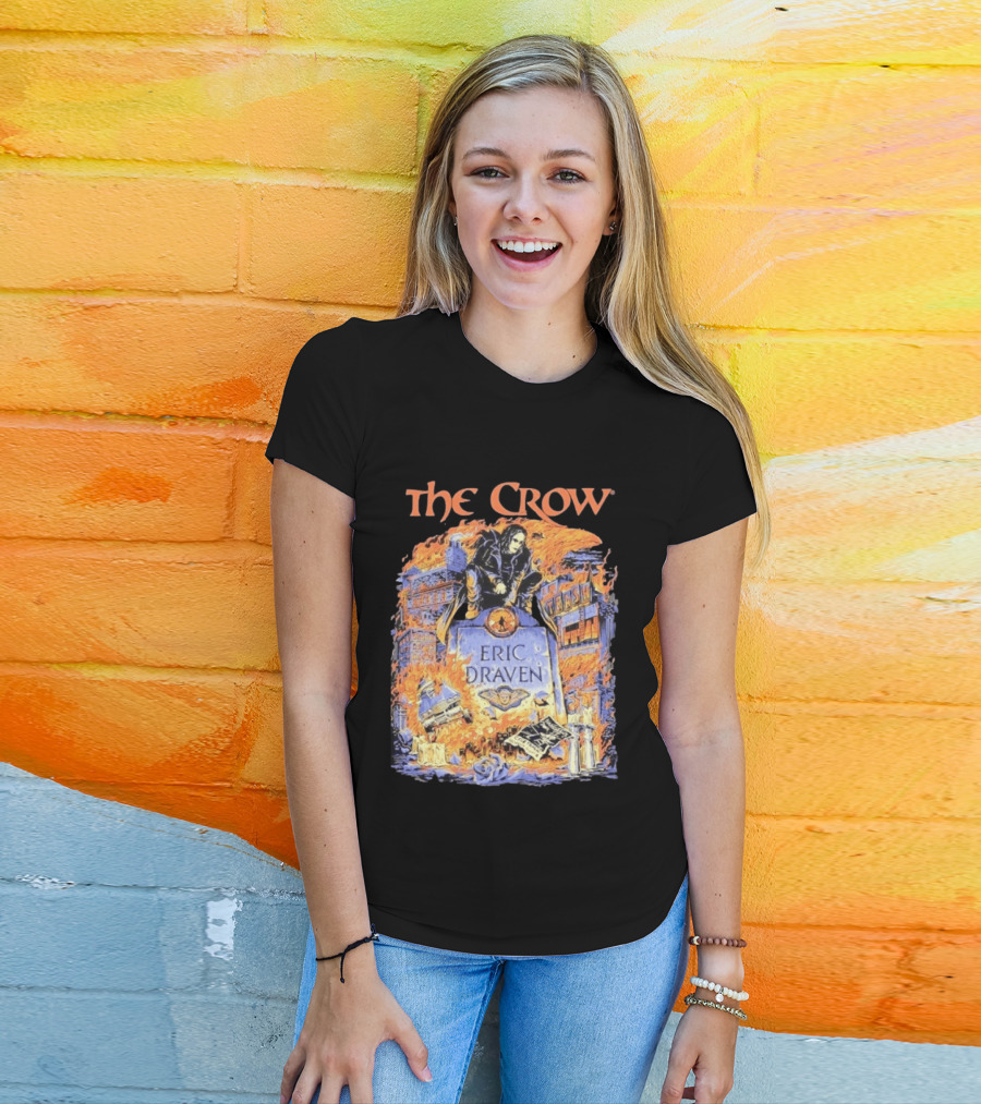 The Crow Eric Draven Devil's Night Trash City Buildings Flames T-Shirt