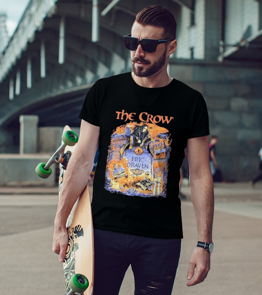 The Crow Eric Draven Devil's Night Trash City Buildings Flames T-Shirt