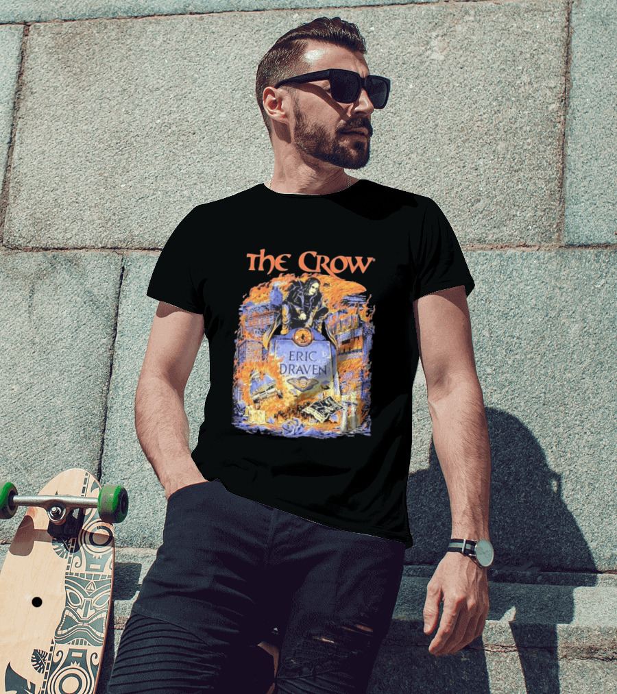 The Crow Eric Draven Devil's Night Trash City Buildings Flames T-Shirt