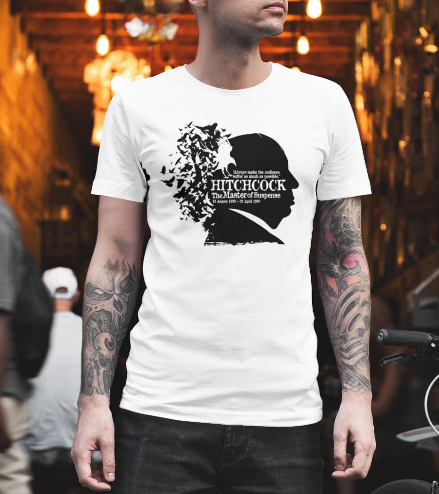 Alfred Hitchcock The Master Of Suspense Silhouette Birds 1899 1980 T-Shirt