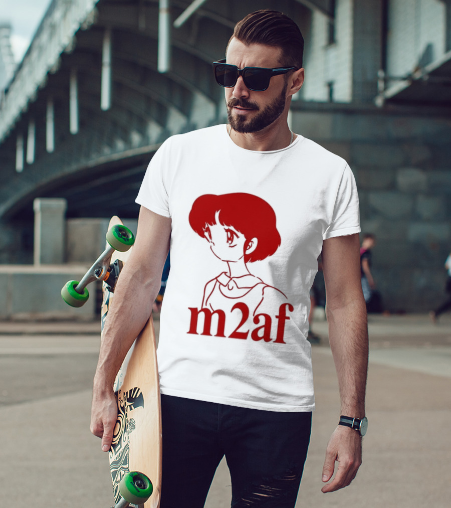 Nick M2af Ranma Anime Profile Red Sketch T-Shirt