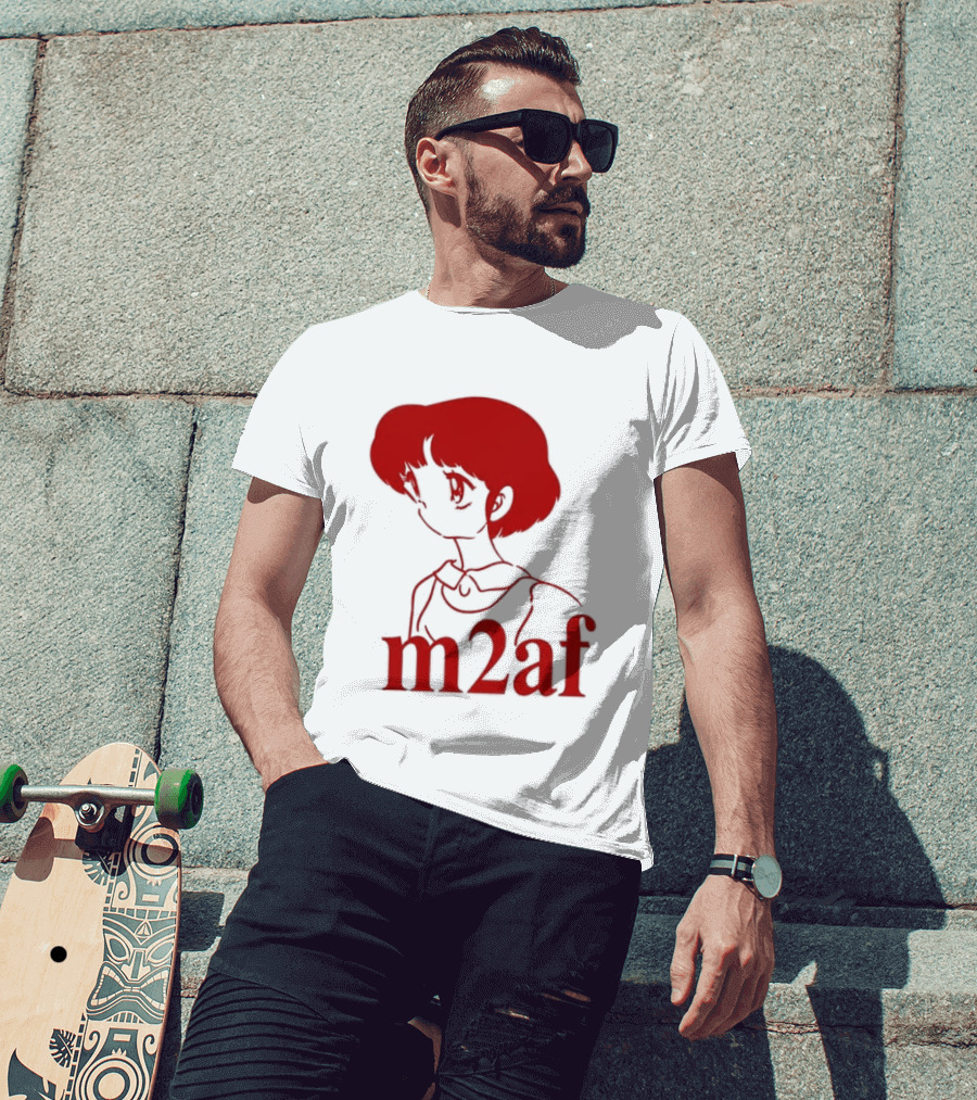 Nick M2af Ranma Anime Profile Red Sketch T-Shirt