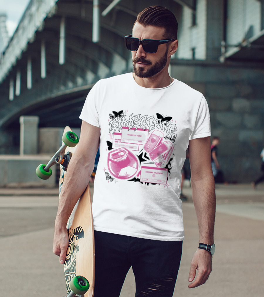 Nuclear Blast Store Bimbocore Y2K Scene Queen That's Hot Cancel Pink Butterfly Aesthetic T-Shirt