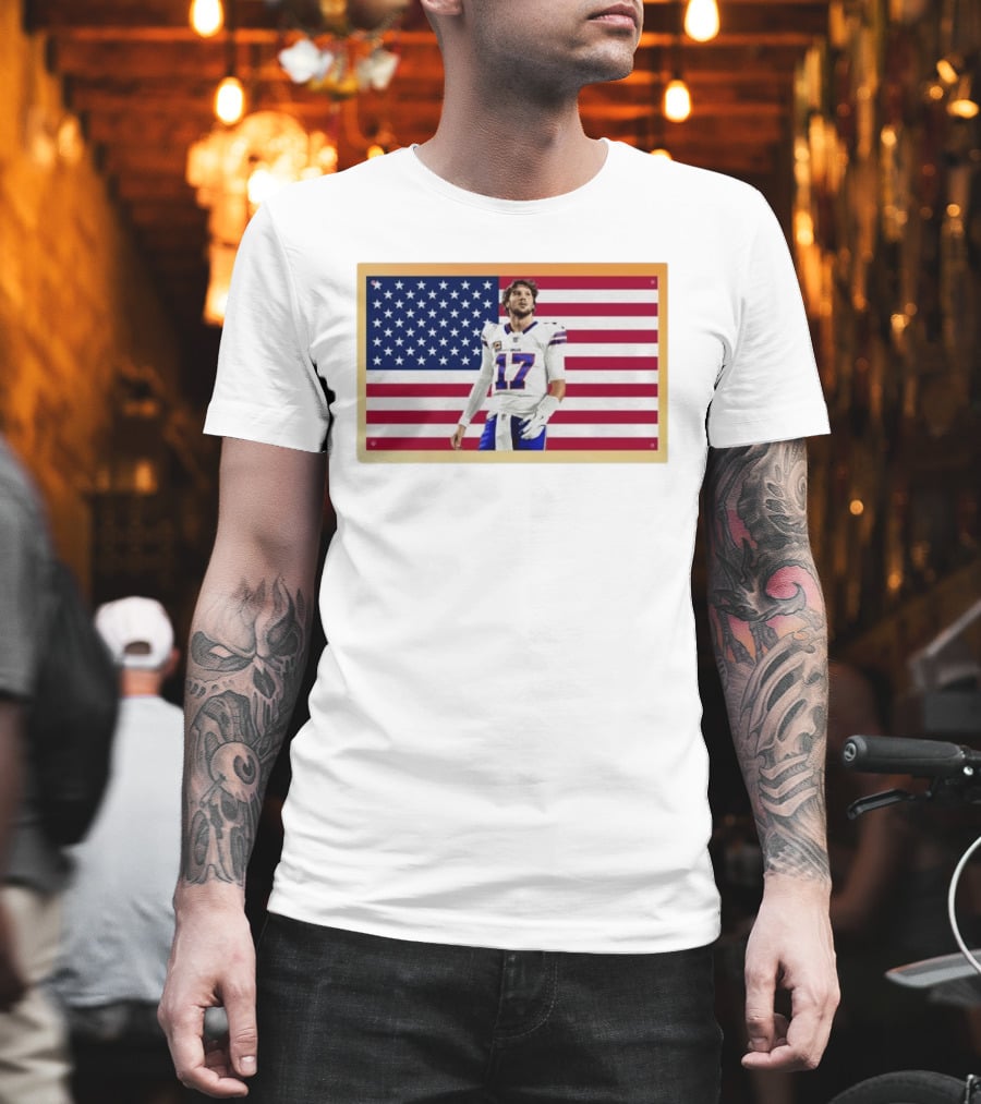 Josh Allen Buffalo Bills American Flag Football Star 17 T-Shirt