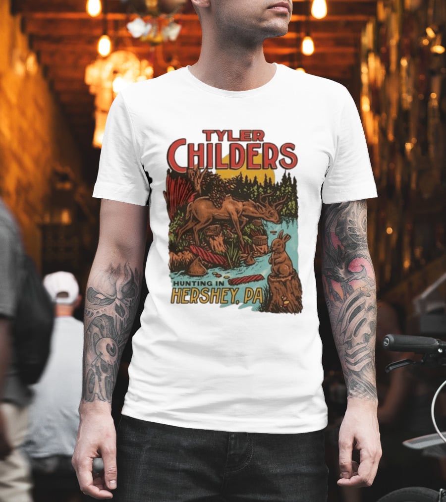 Tyler Childers Hunting In Hershey PA Deer And Rabbit Scene T-Shirt
