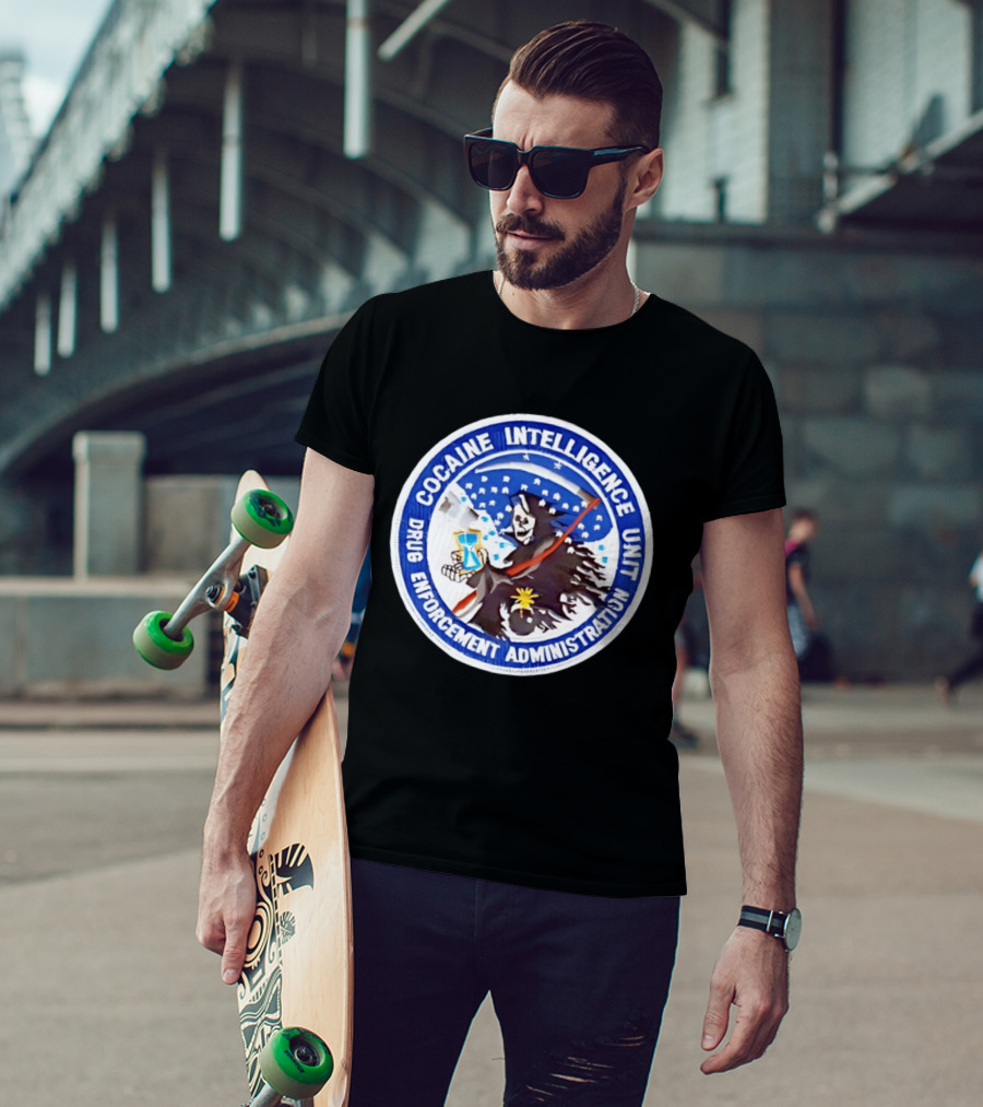 Cocaine Intelligence Unit Drug Enforcement Administration Grim Reaper Holding Hourglass Patch T-Shirt