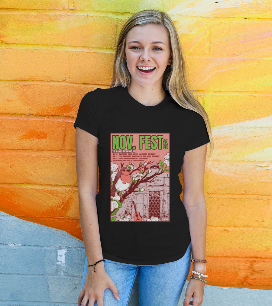 Nov. Fest 2026 The Camel Richmond VA Sally Rose Roger Harvey Julie Karr Tim Barry Lela Jane Barry Andrew Alli Josh Small Family Show T-Shirt