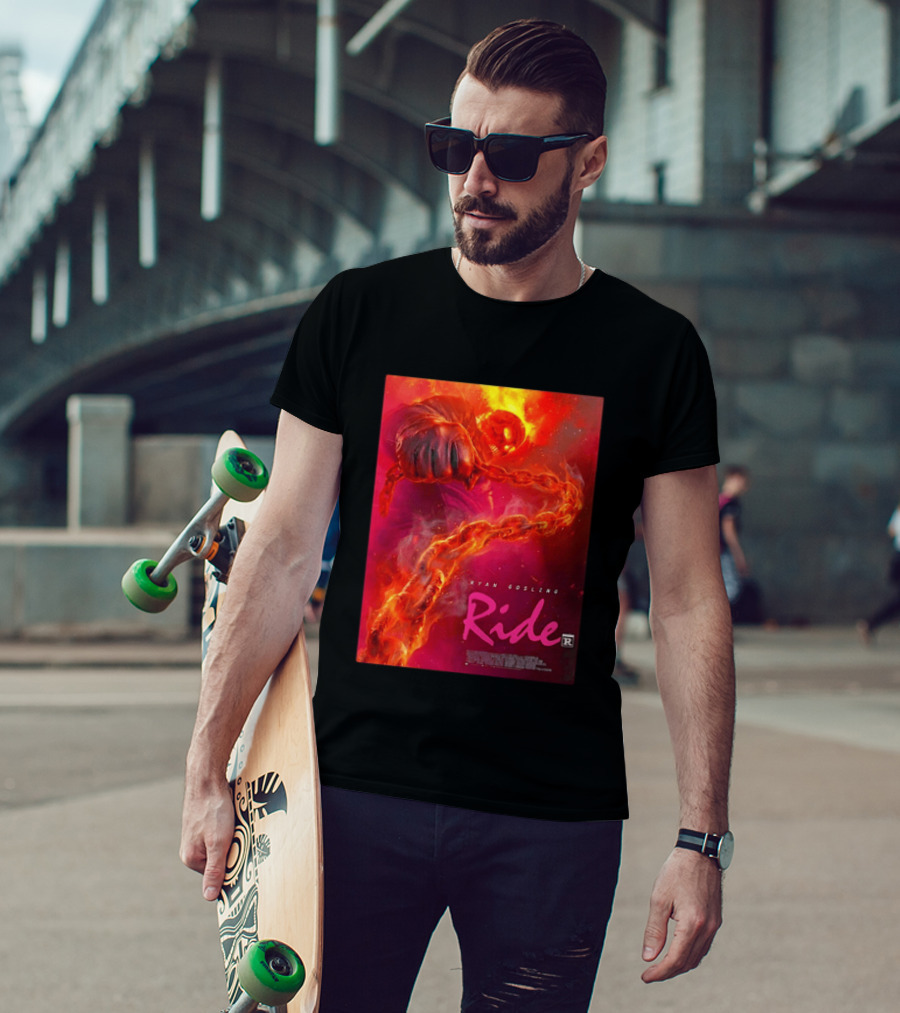 Ryan Gosling Ride Movie Ghost Rider Flaming Chain Image T-Shirt