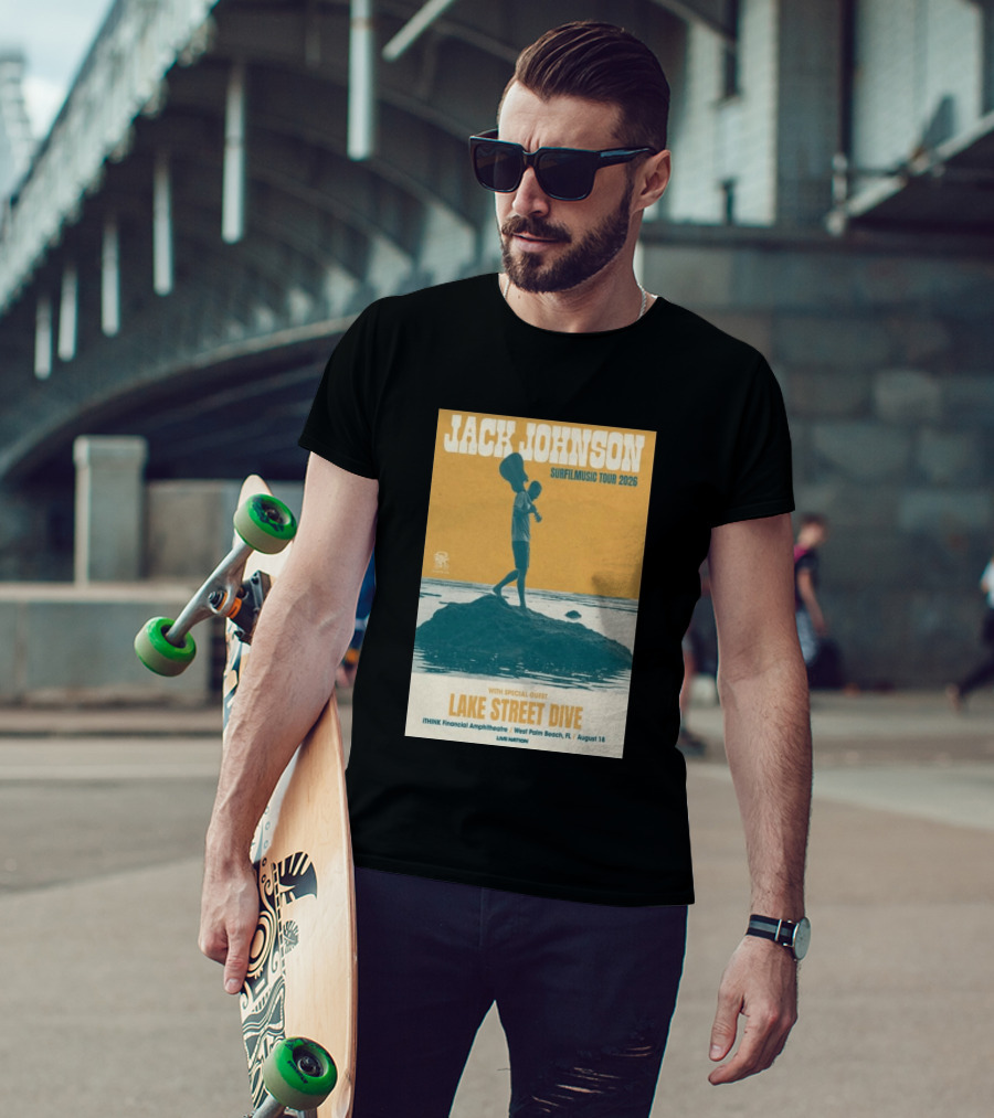 Jack Johnson Surfilmusic Tour 2026 Lake Street Dive ITHINK Financial Amphitheatre West Palm Beach August 18 T-Shirt
