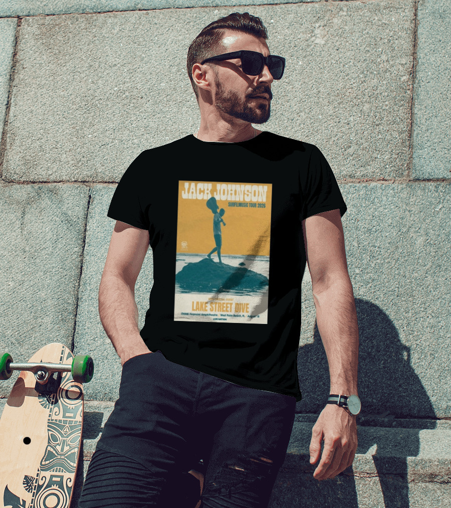 Jack Johnson Surfilmusic Tour 2026 Lake Street Dive ITHINK Financial Amphitheatre West Palm Beach August 18 T-Shirt