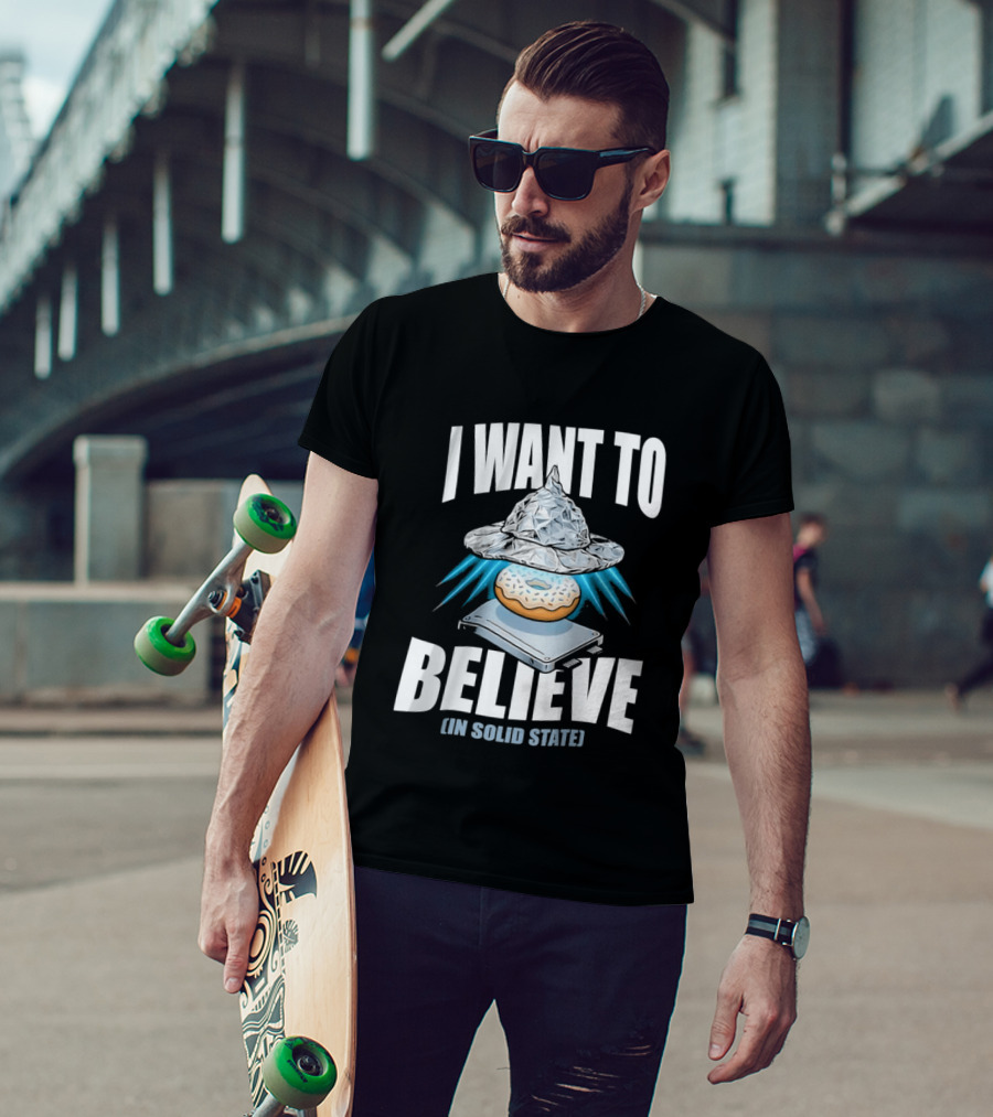 I Want To Believe UFO Donut In Solid State T-Shirt