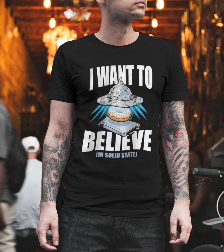 I Want To Believe UFO Donut In Solid State T-Shirt