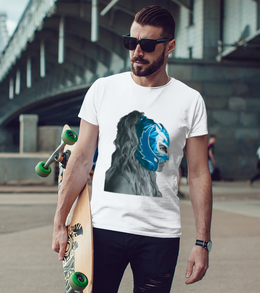 Karol G Store Limited Edition Cream Blue Luchador Mask T-Shirt