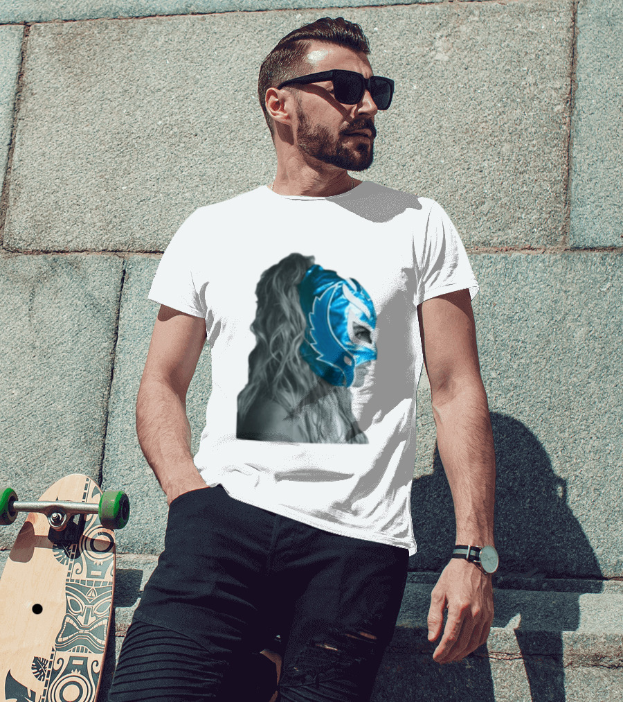 Karol G Store Limited Edition Cream Blue Luchador Mask T-Shirt