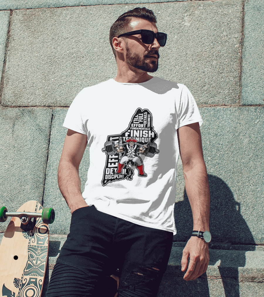 Patriots Weight Room Effort Discipline Finish Technique Toughness T-Shirt