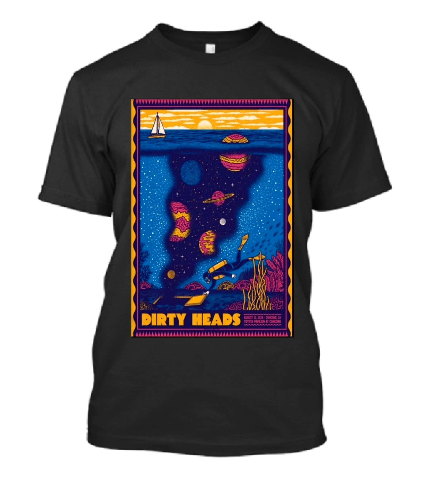 Dirty Heads August 15 2026 Tour Concord CA With Underwater Cosmic Scene T-Shirt
