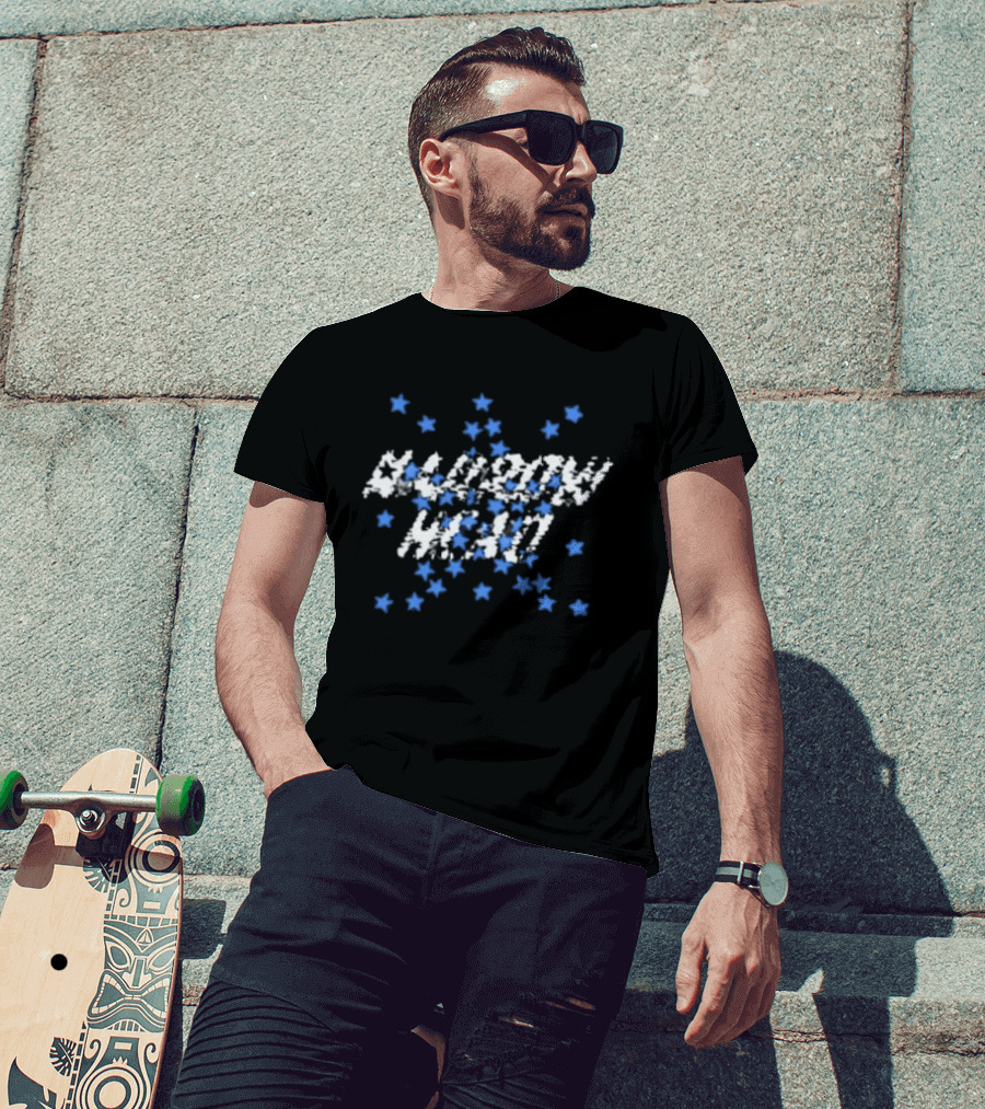 Narrow Head Starry Pattern Blue White Stars T-Shirt