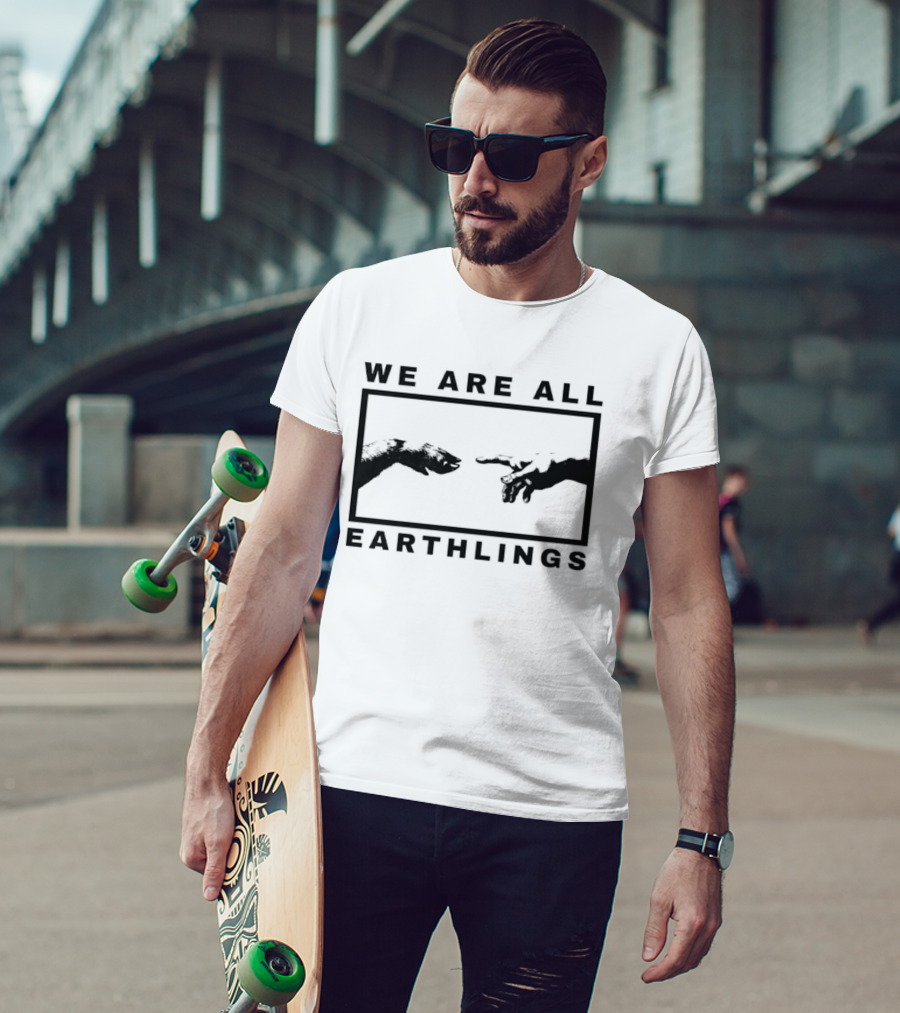 We Are All Earthlings Adam Dog Paw Hand T-Shirt