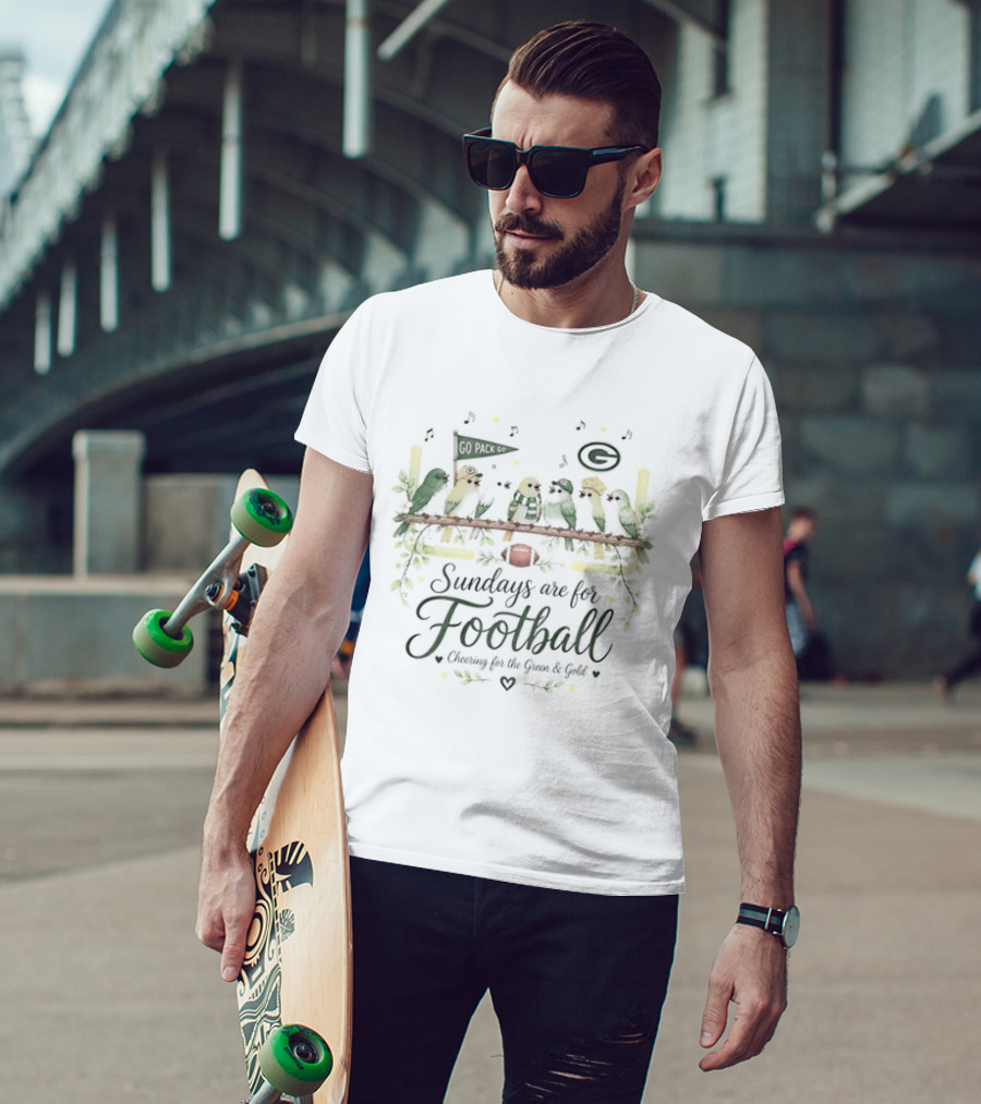Green Bay Packers Sundays Are For Football Cheering For The Green And Gold T-Shirt