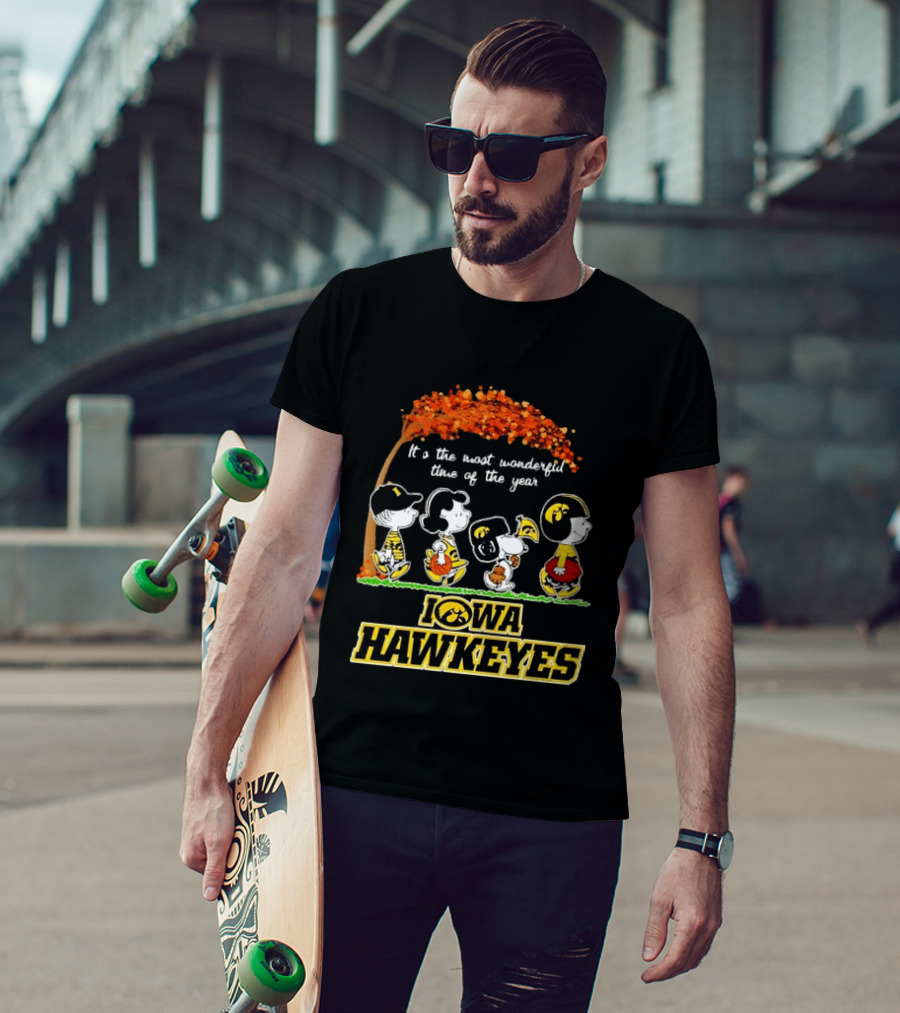 Iowa Hawkeyes Peanuts Characters It's The Most Wonderful Time Of The Year T-Shirt