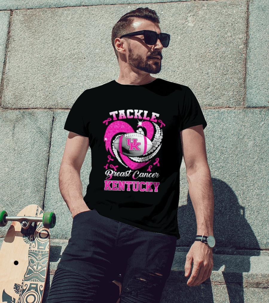Tackle Breast Cancer Kentucky Wildcats UK Football Pink Ribbons T-Shirt