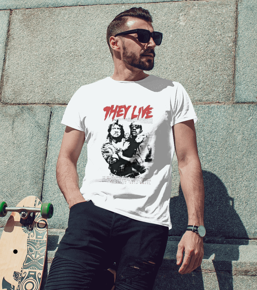 They Live John Carpenter Roddy Piper Keith David Aliens Movie T-Shirt