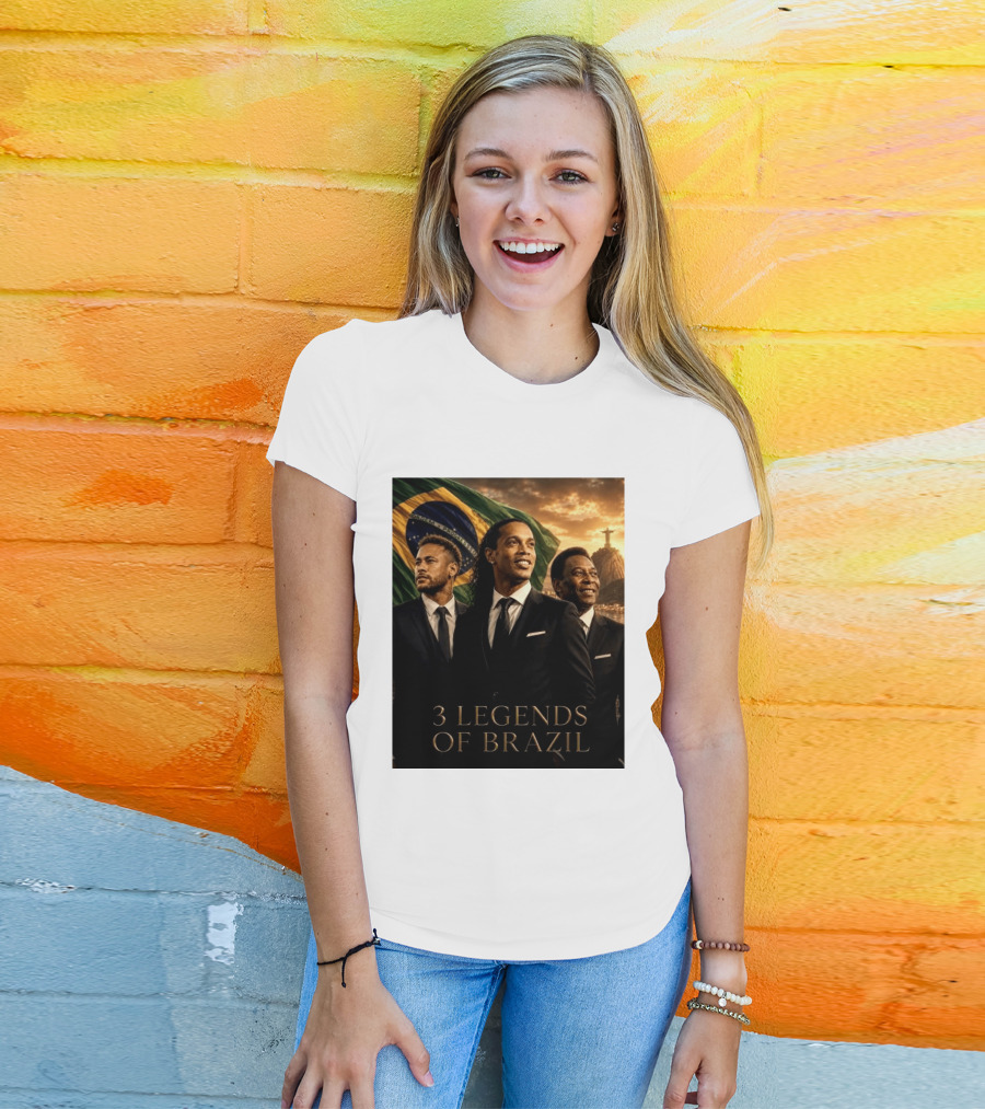 3 Legends Of Brazil Pelé Ronaldinho Neymar Brazilian Heritage T-Shirt