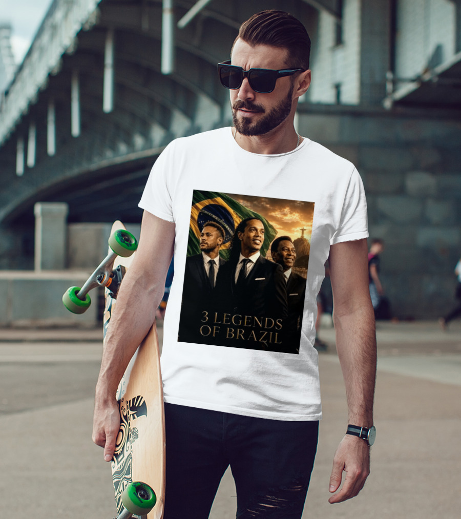 3 Legends Of Brazil Pelé Ronaldinho Neymar Brazilian Heritage T-Shirt