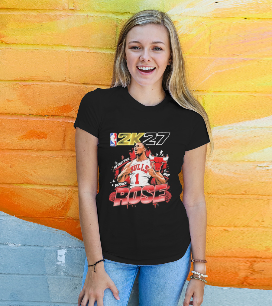 NBA 2K27 MVP Derrick Rose Bulls #1 Highlight T-Shirt