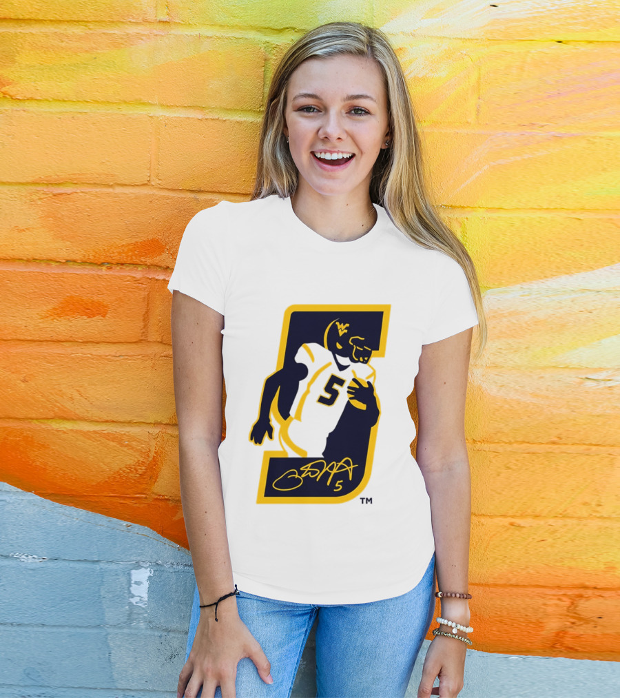 WVU Number 5 Pat White Signature Retirement T-Shirt