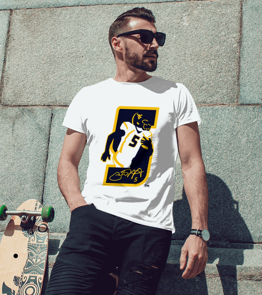 WVU Number 5 Pat White Signature Retirement T-Shirt