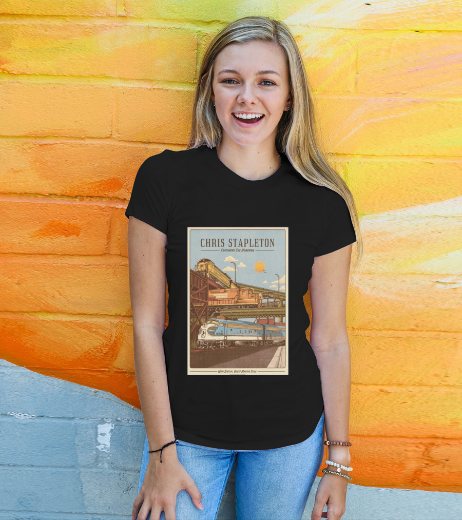 Chris Stapleton Featuring The Honchos Special Guest Maggie Rose Aug 19 2026 Allianz Amphitheater Riverfront Richmond Virginia Vintage Trains Scene T-Shirt
