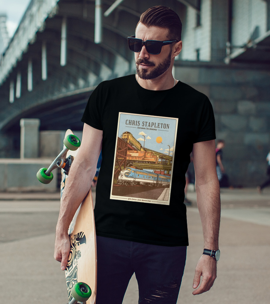 Chris Stapleton Featuring The Honchos Special Guest Maggie Rose Aug 19 2026 Allianz Amphitheater Riverfront Richmond Virginia Vintage Trains Scene T-Shirt