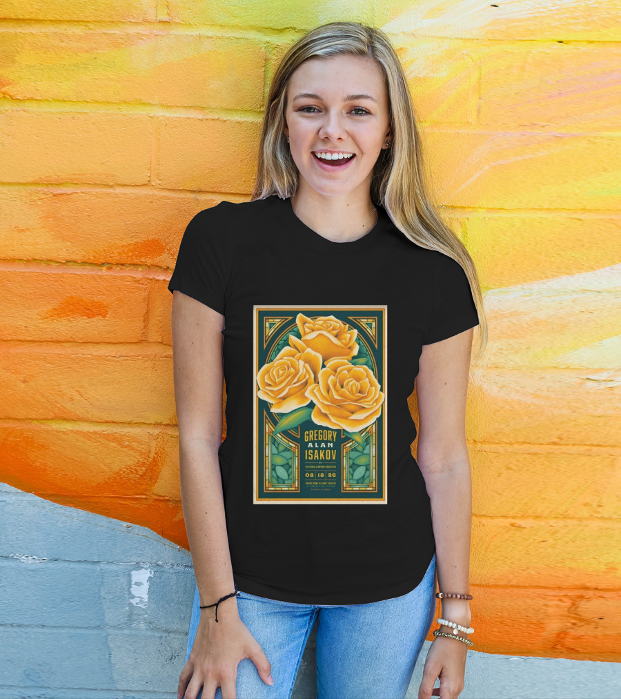 Gregory Alan Isakov August 18 2026 Peoria Illinois Prairie Home Alliance Theater With The Peoria Symphony Orchestra And Yellow Roses T-Shirt