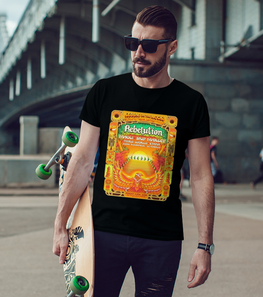Rebelution Reggae On The Rocks 2026 Maoli Skip Marley Third World Etana August 22nd T-Shirt