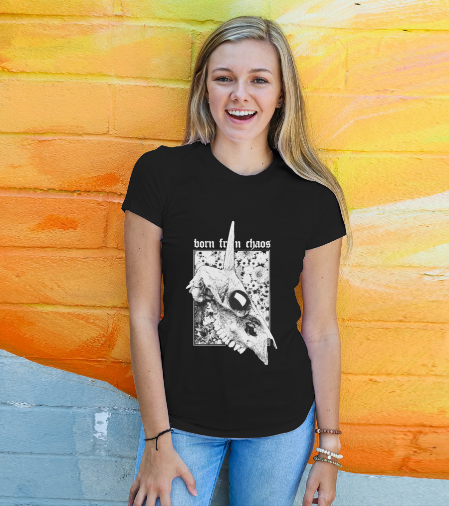 Born From Chaos Animal Skull Floral Gothic Aesthetic T-Shirt