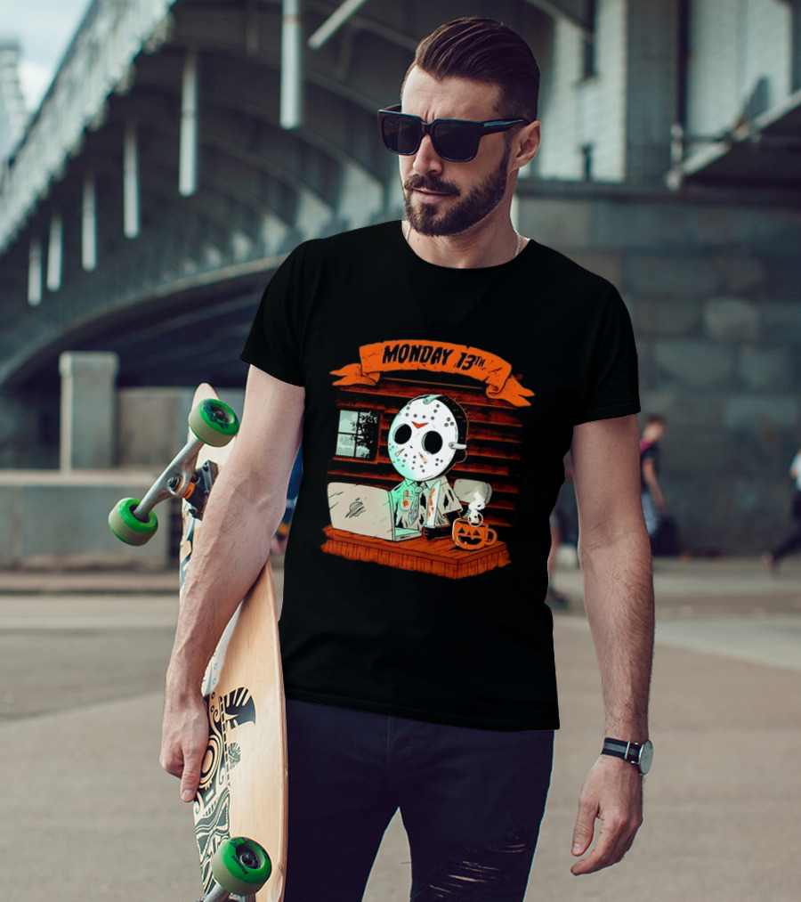 Jason Voorhees Monday 13th Office Work Halloween Horror Movie T-Shirt