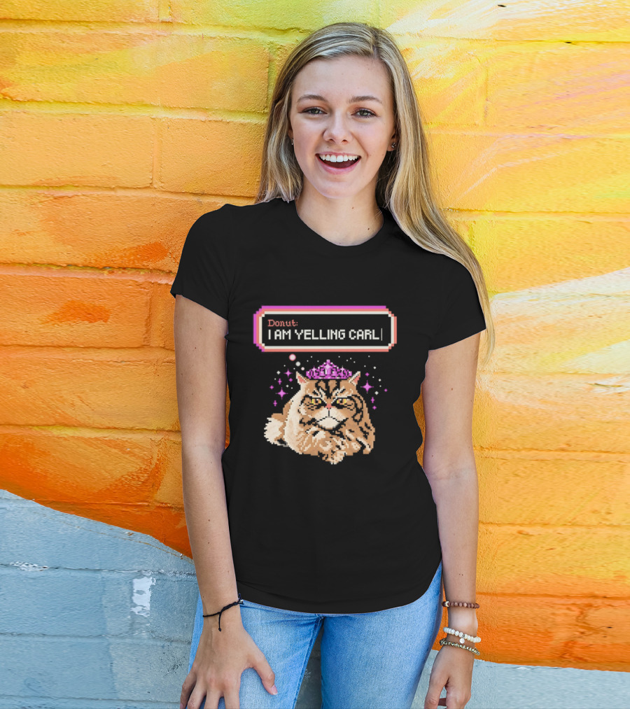 Donut The Cat I Am Yelling Carl Pixel Art Meme T-Shirt