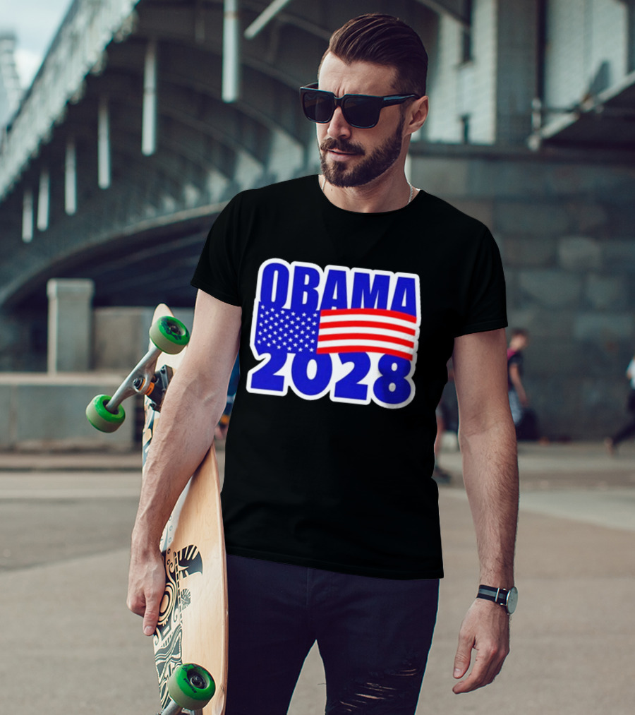 Obama 2028 American Flag Campaign T-Shirt