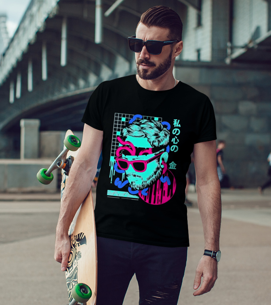 Vaporwave Aesthetic Japanese Text My Heart's Money Neon T-Shirt