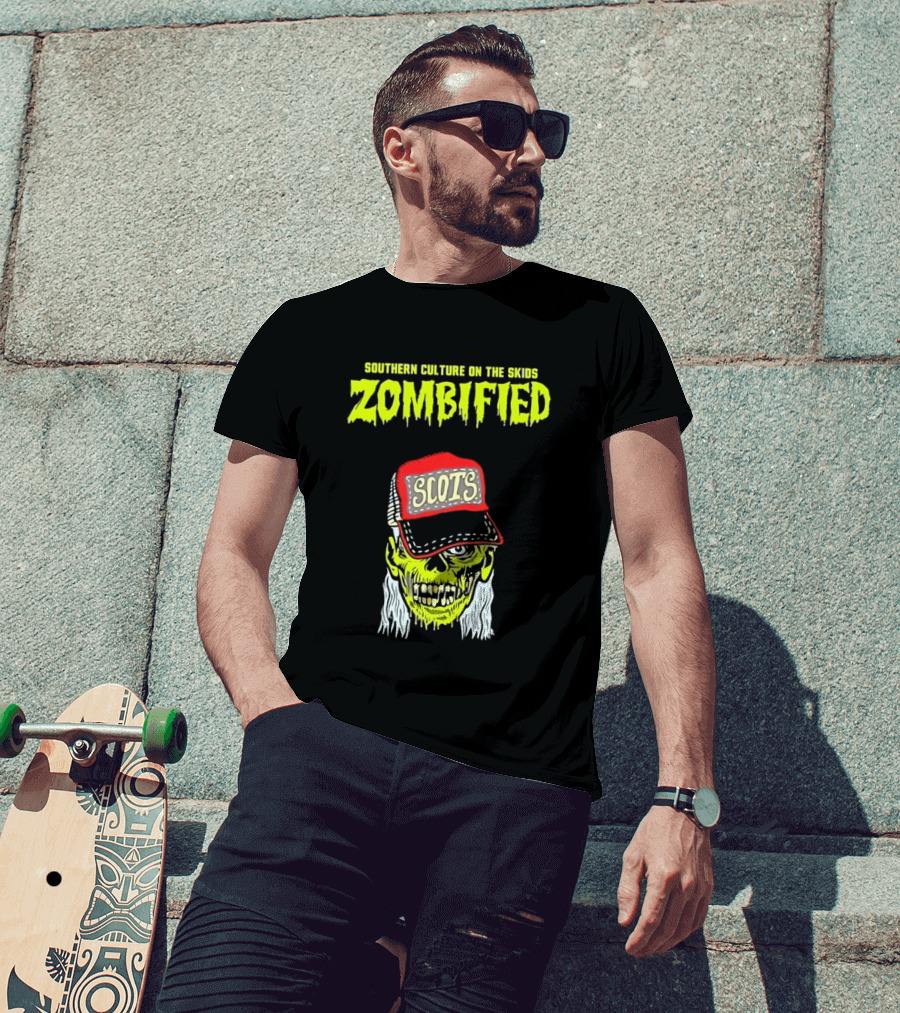 Southern Culture On The Skids Zombified Scots Skeleton With Red Cap T-Shirt