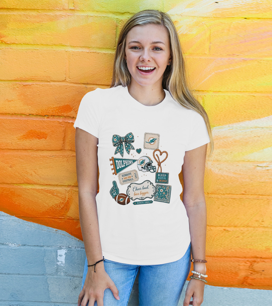 Miami Dolphins Cheer Loud Bleed Aqua Sundays Since 1966 T-Shirt