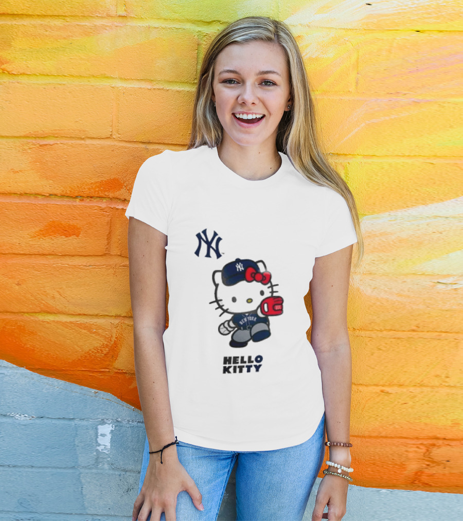 New York Yankees Hello Kitty Baseball Catcher Outfit T-Shirt