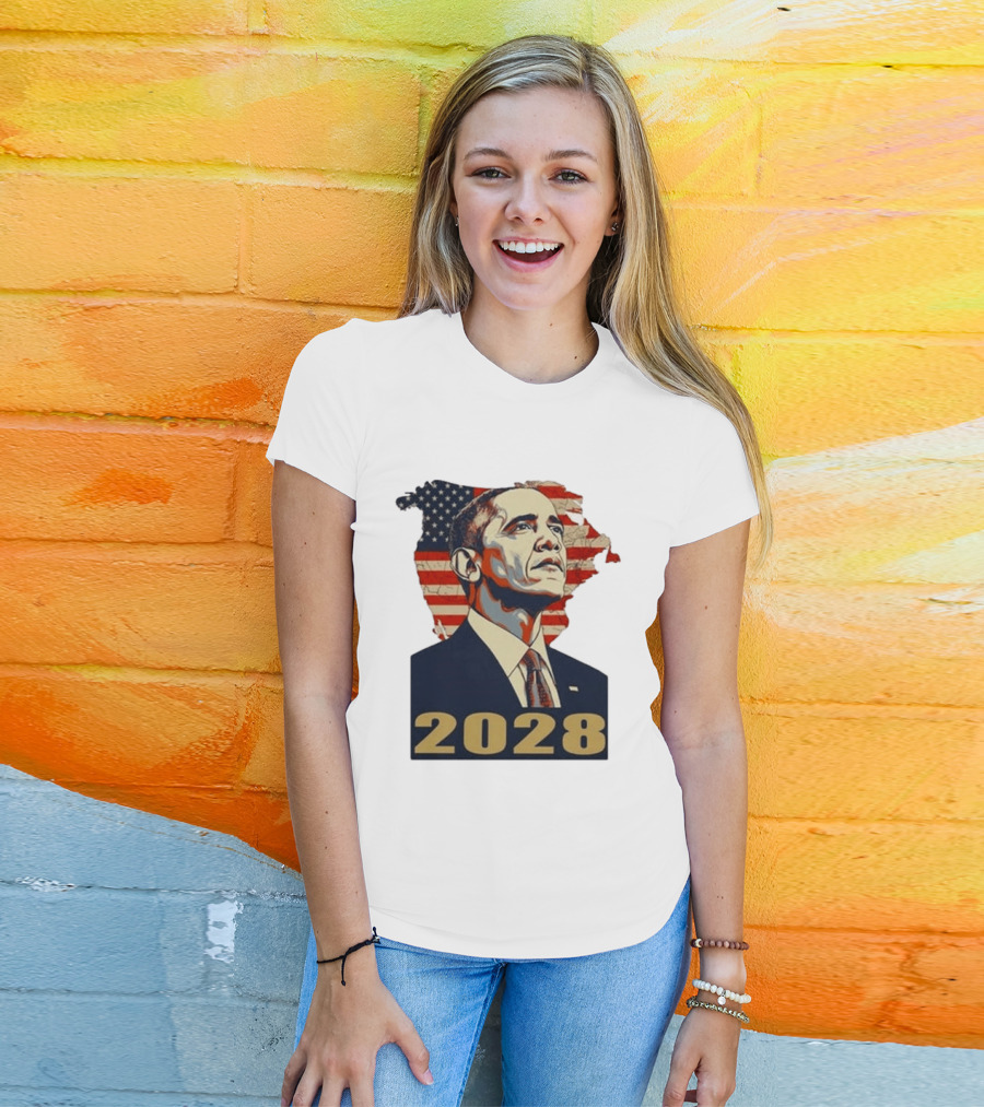 Obama 2028 With American Flag T-Shirt