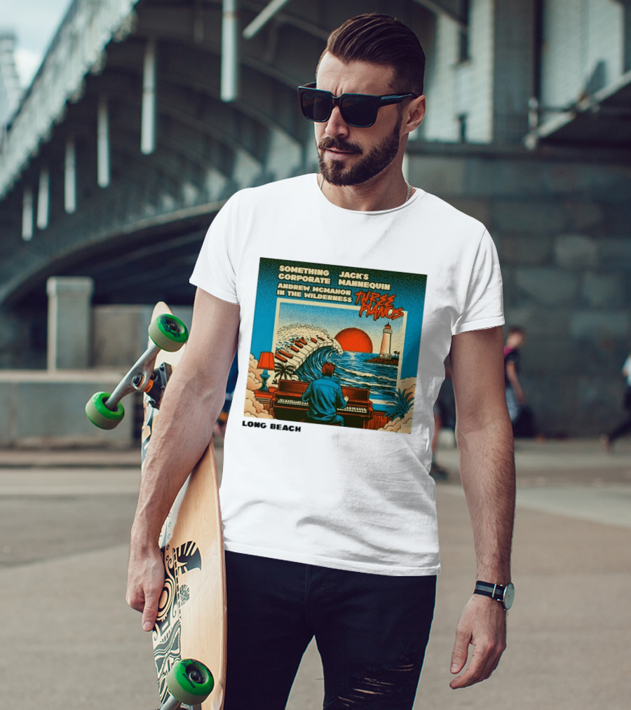 Andrew McMahon Three Pianos Long Beach Concert T-Shirt