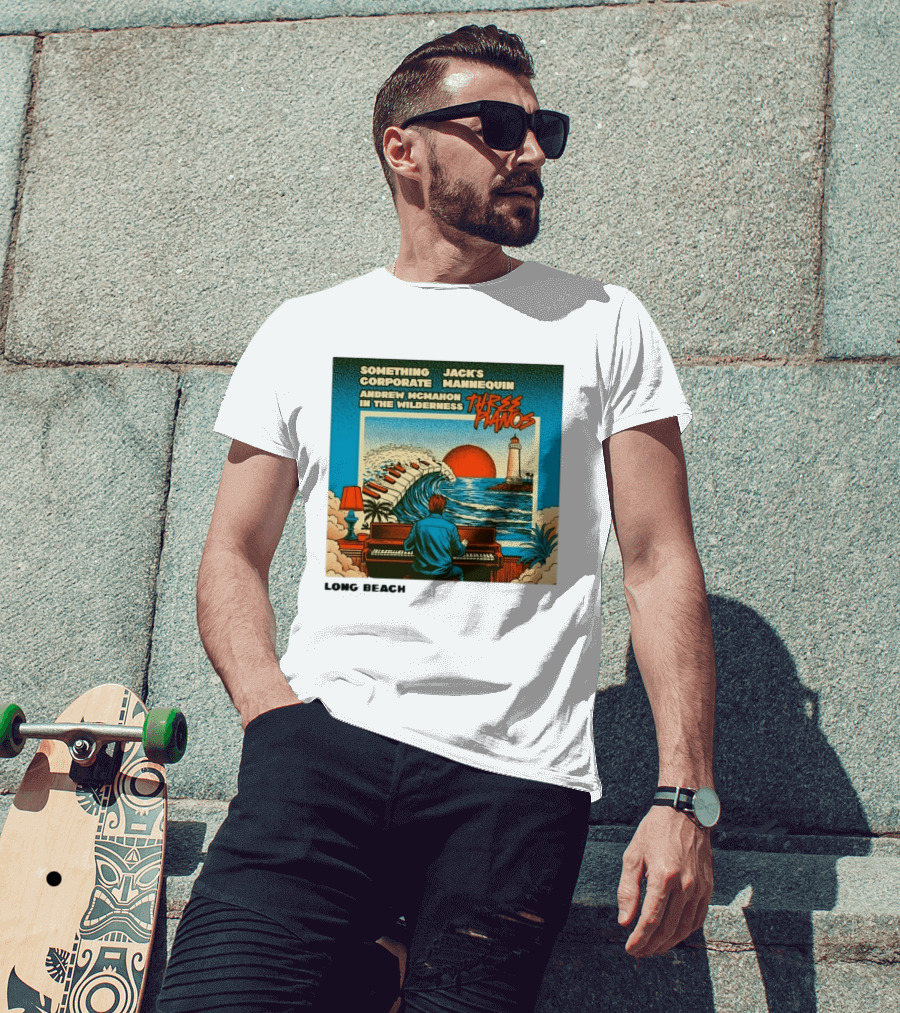 Andrew McMahon Three Pianos Long Beach Concert T-Shirt