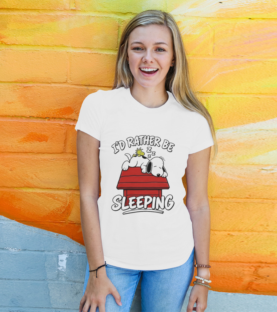 I’d Rather Be Sleeping Snoopy And Woodstock T-Shirt